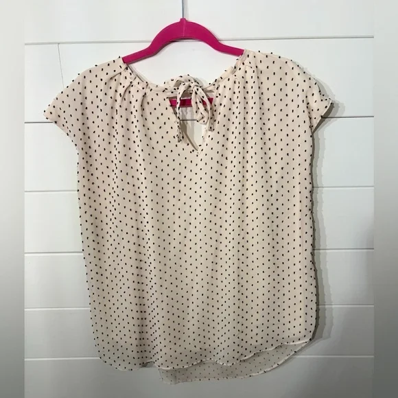 LC Lauren Conrad Ivory Blouse with Black Swiss Dots - Picture 2 of 4